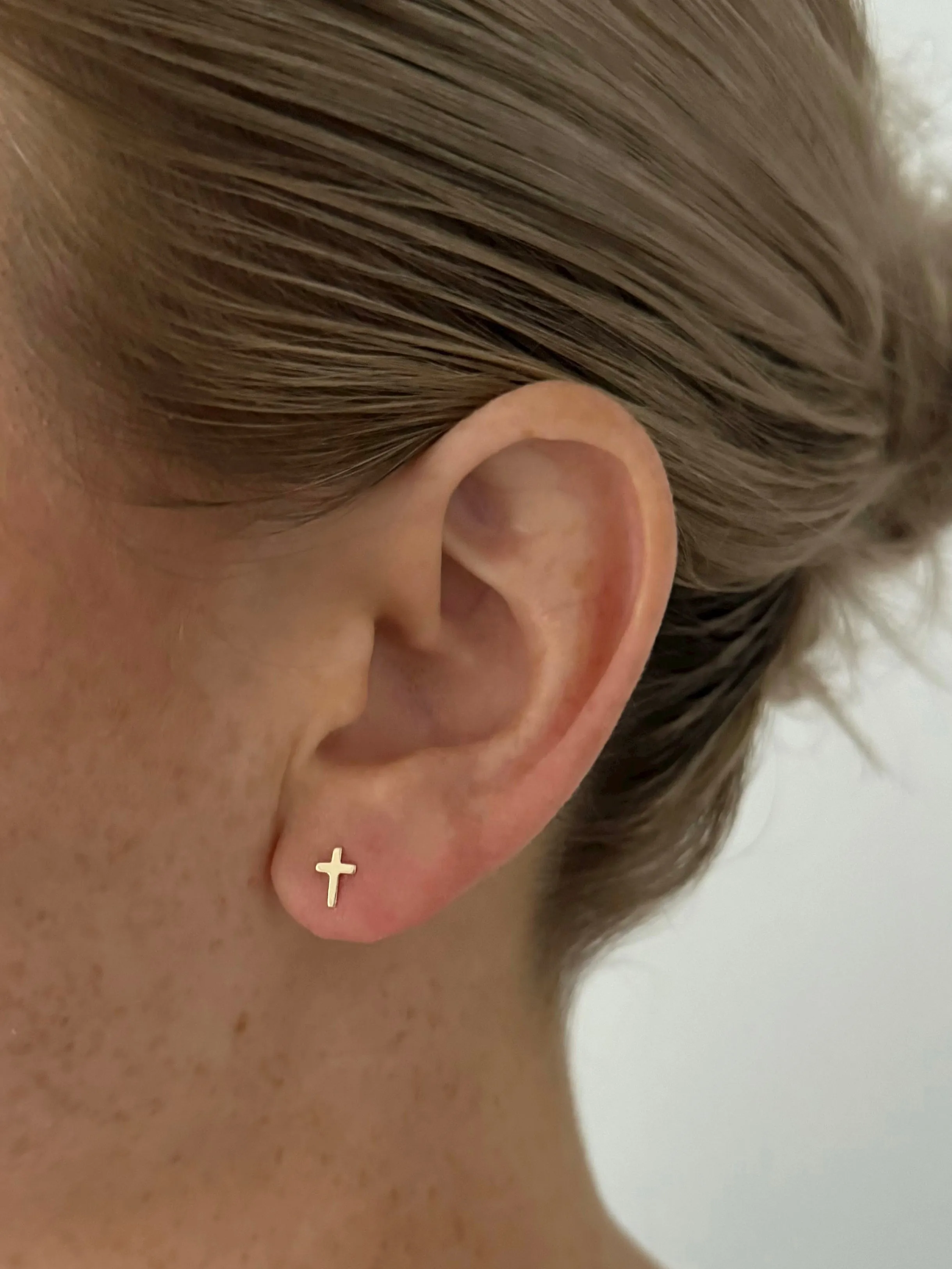 14K CROSS STUDS