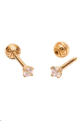 14k Cz Real Solid Gold Four Prong Cartilage Helix Barbell Ear Stud Earring Piercingbarbell Ear Stud Piercing