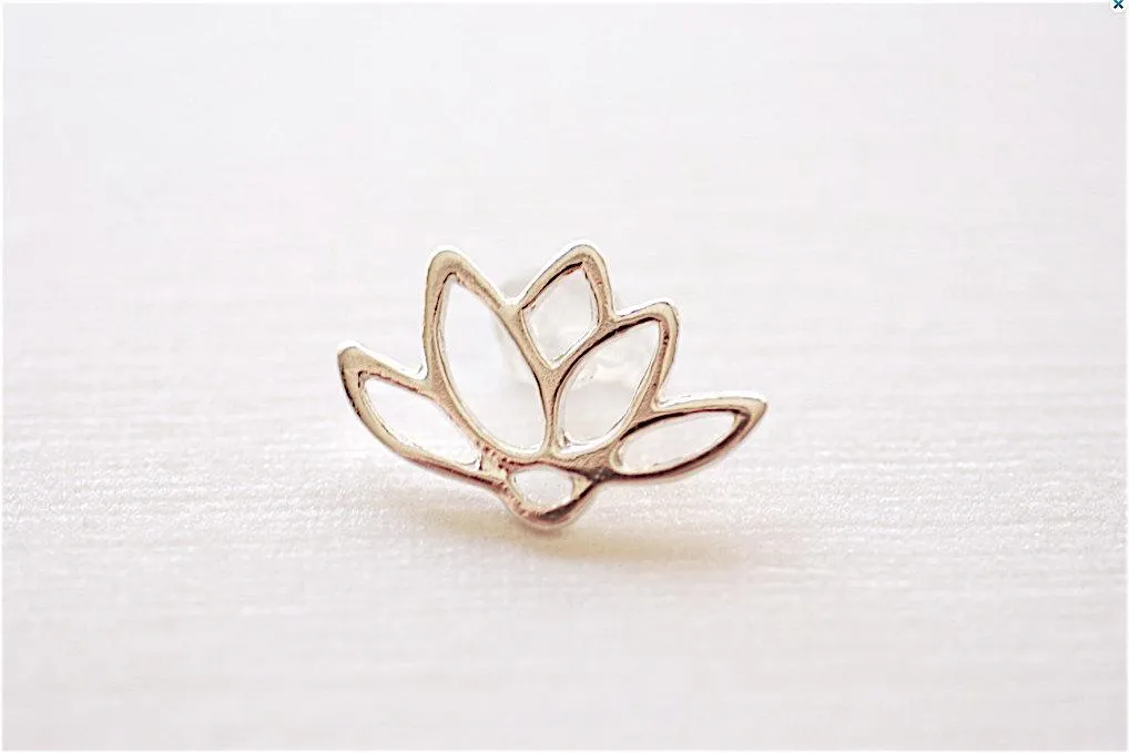 925 Wholesale Sterling Silver Lotus Connector Charm- 925 Sterling Silver Flower Lotus, Yoga Lotus, Silver Lotus Charm, Ohm Om, Flower, 256