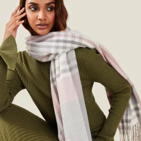 Accessorize London Women's Multi Pastel Check Blanket Scarf