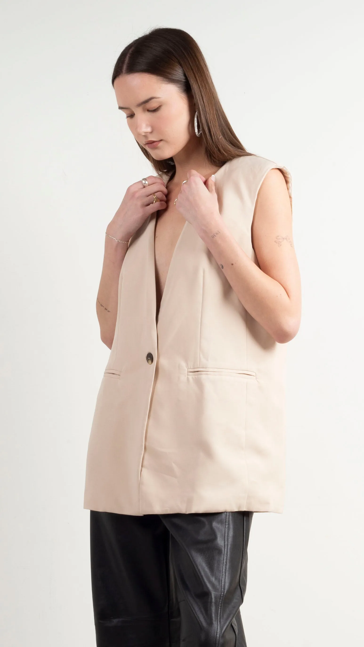 Amelie Oversized Vest - Wheat