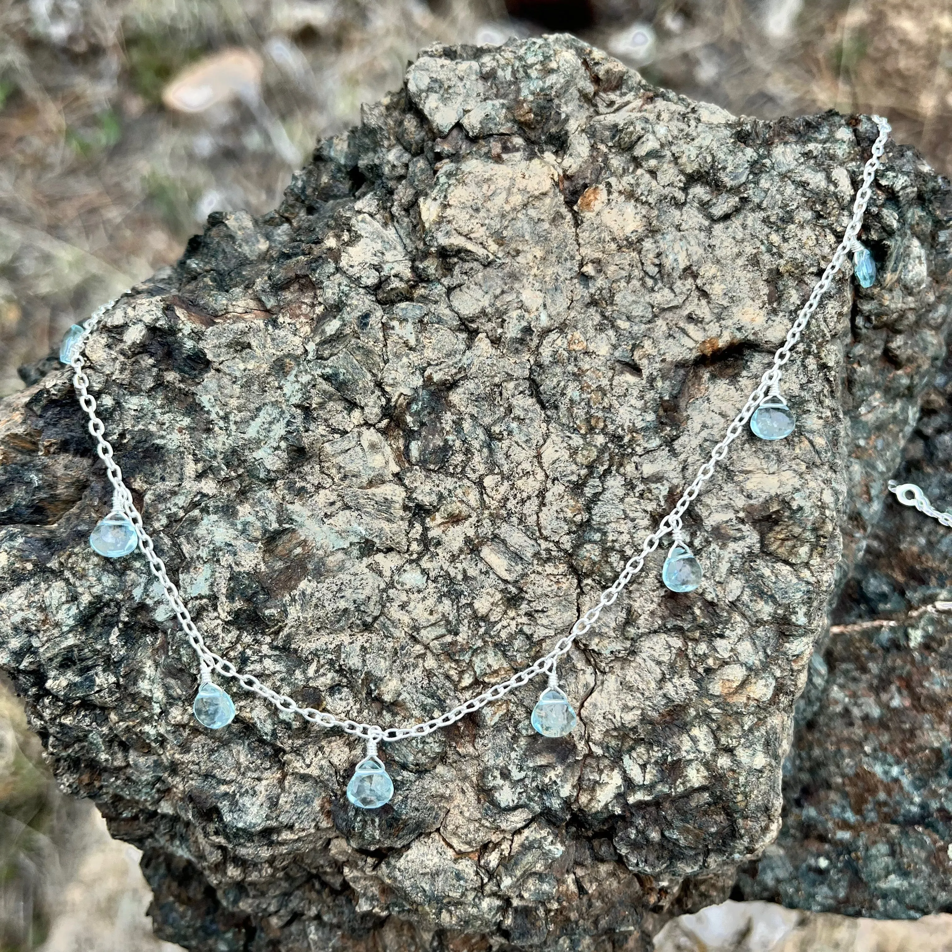 Aqua Blue Topaz Starry Nights Necklace