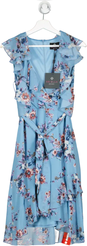 ARIELLA LONDON Blue Floral Ruffle Midi Dress Bnwt UK 18