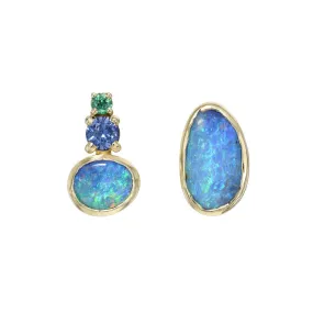 Bali Emerald and Opal Stud Earrings