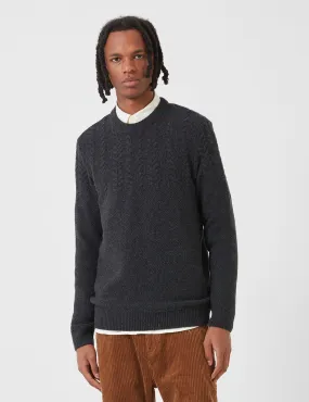 Barbour Crastill Cable Knit Sweatshirt - Charcoal Grey