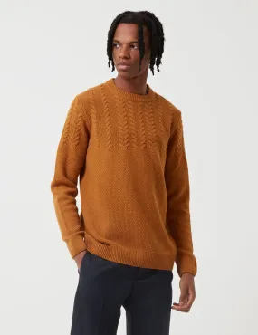 Barbour Crastill Cable Knit Sweatshirt - Mustard