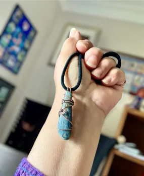 Blue Kyanite Blade Wire Wrapped Pendant