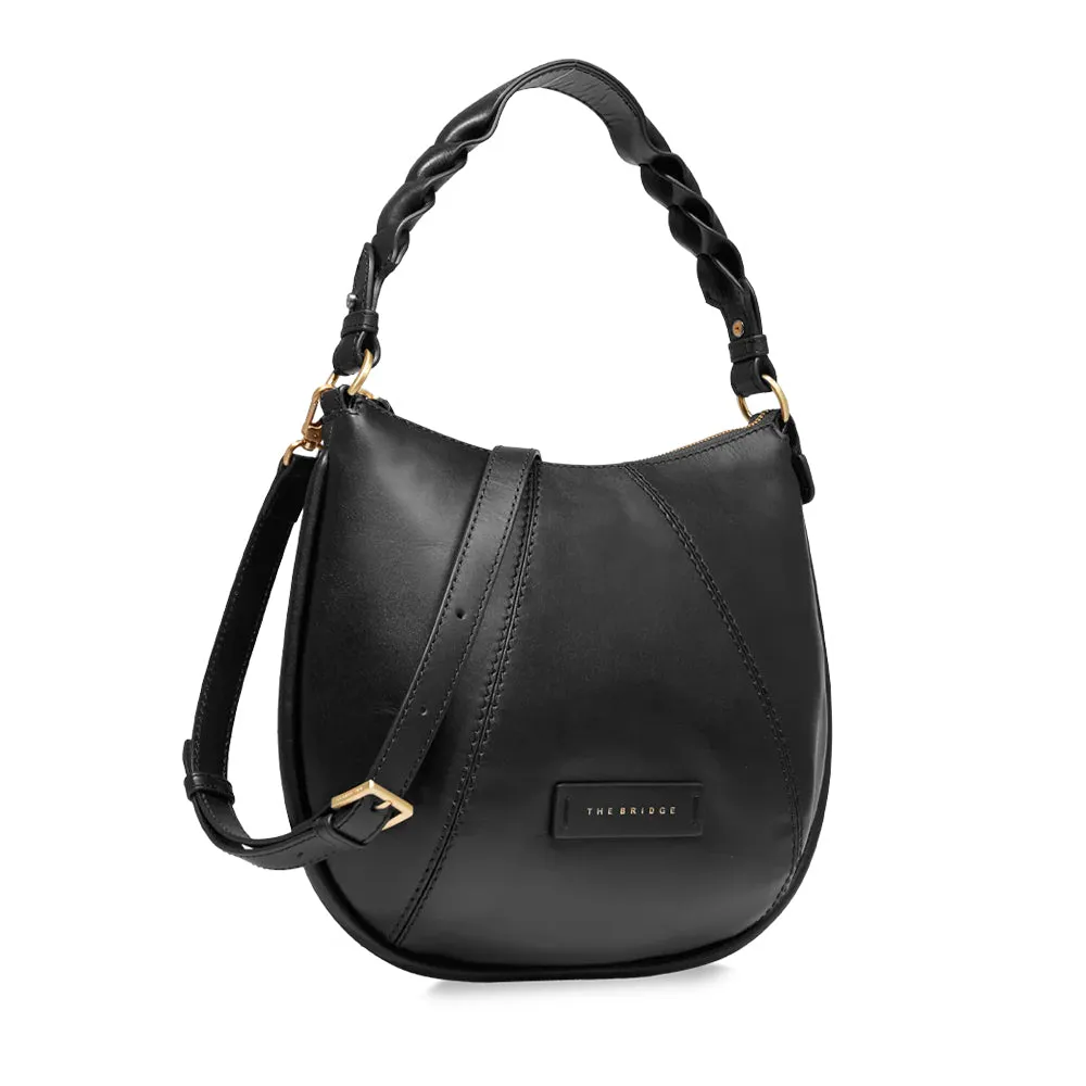 Borsa Donna Hobo Media con Tracolla THE BRIDGE linea Brigida in Pelle Nera