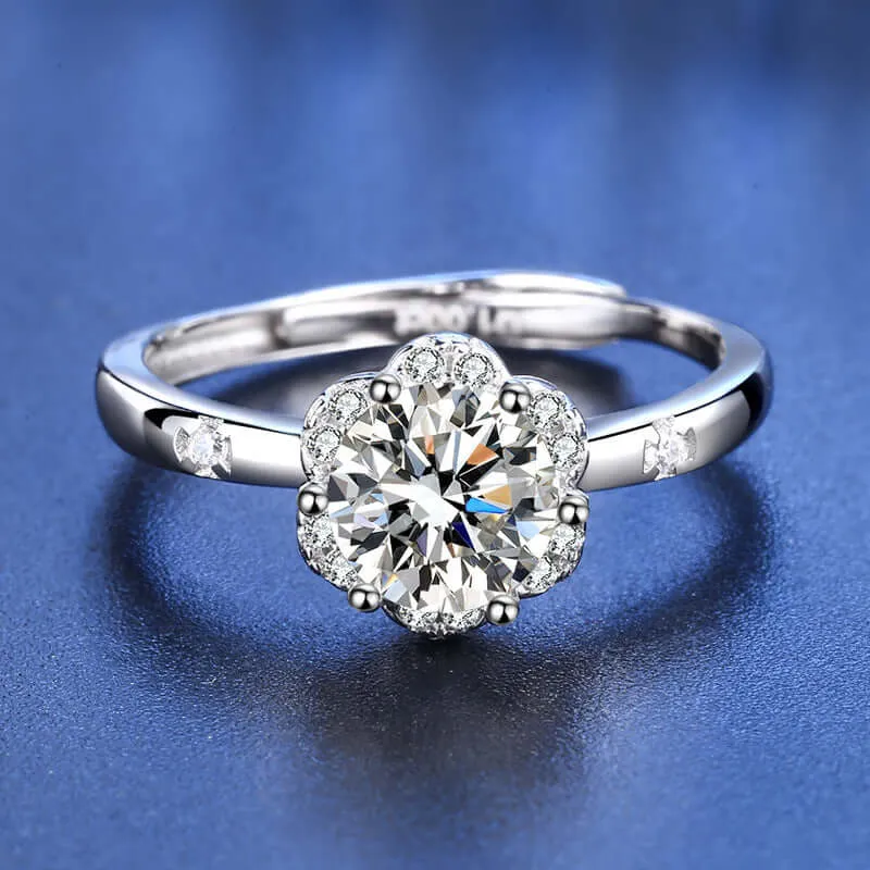 Classic Flower Circle Moissanite Ring