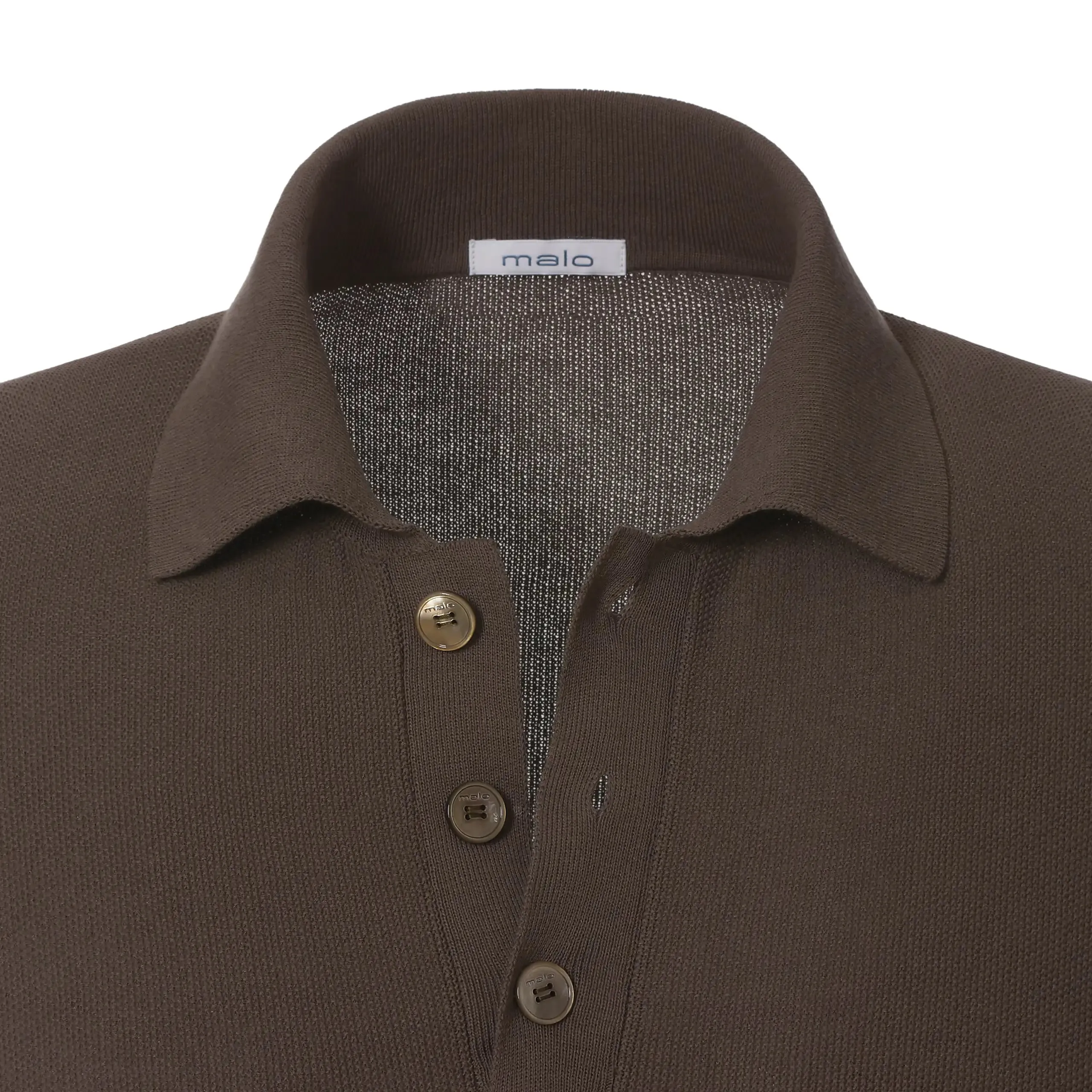 Cotton Knitted Polo in Brown