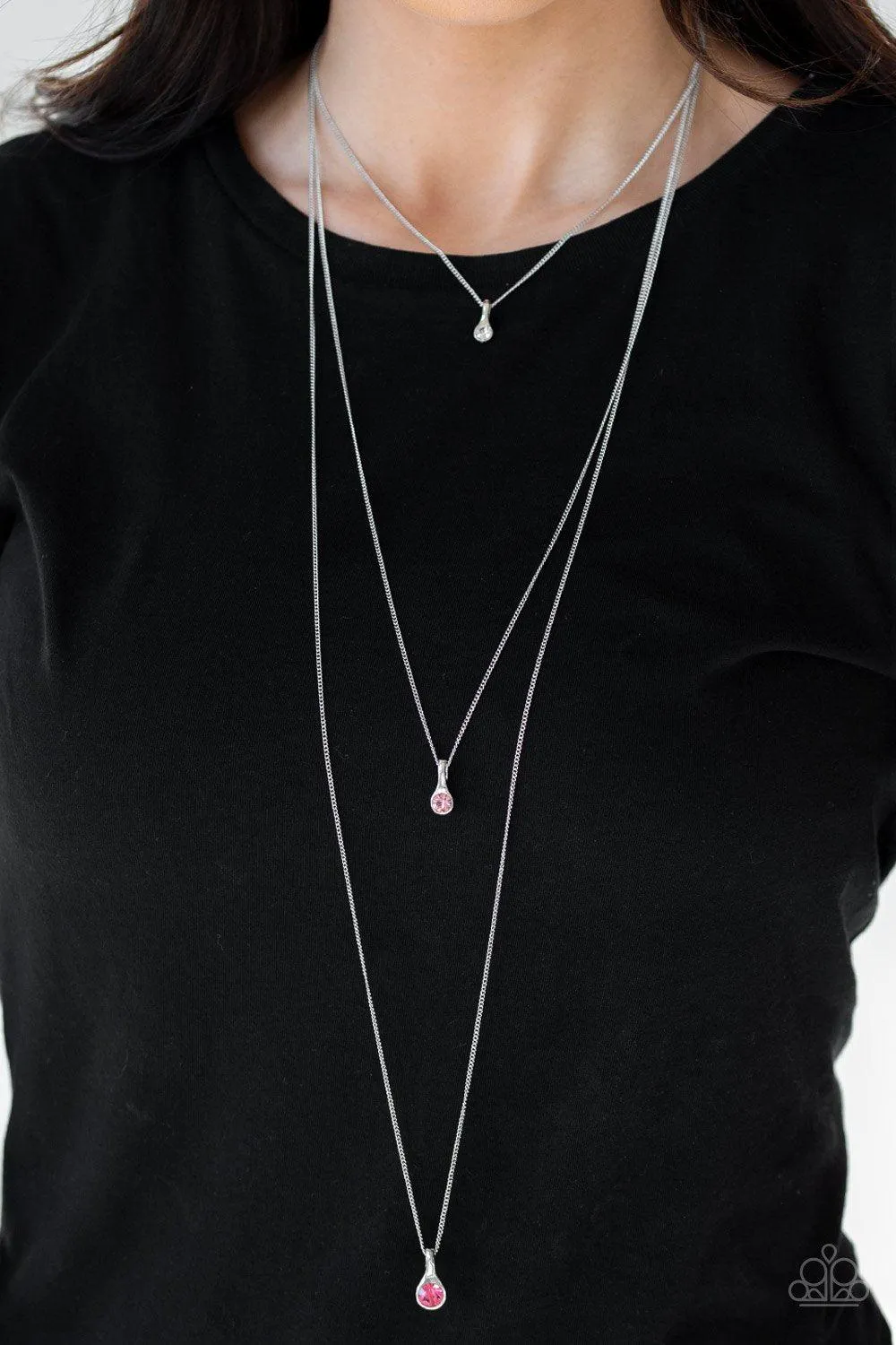 Crystal Chic Pink and White Layered Necklace - Paparazzi Accessories