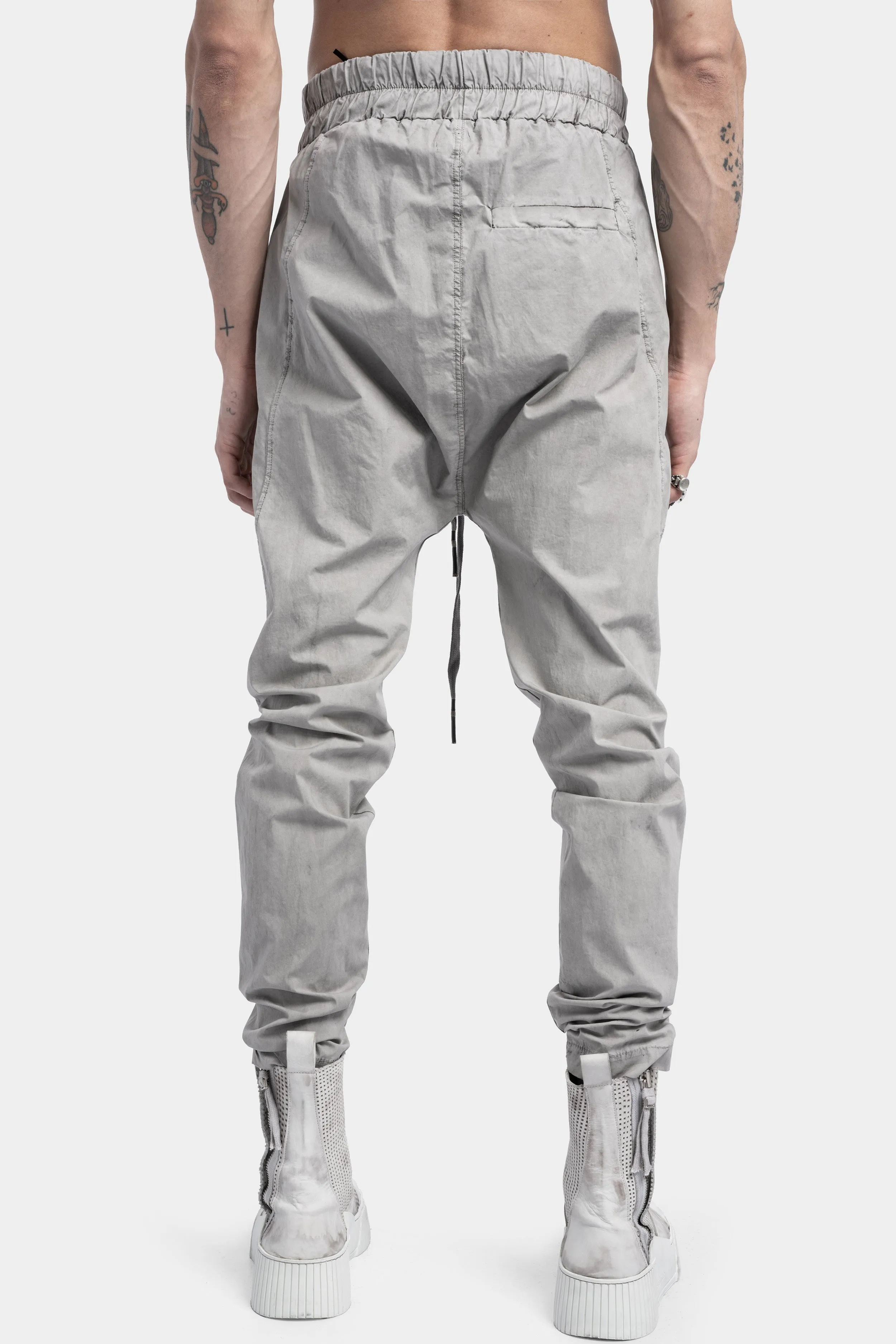 Drop crotch drawstring trousers, Light Grey