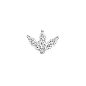 Engraved Lotus Marquise Cubic Zirconia Flat Back Stud