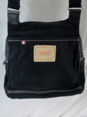 FOSSIL messenger satchel shoulder flap cross body travel wallet BLACK M