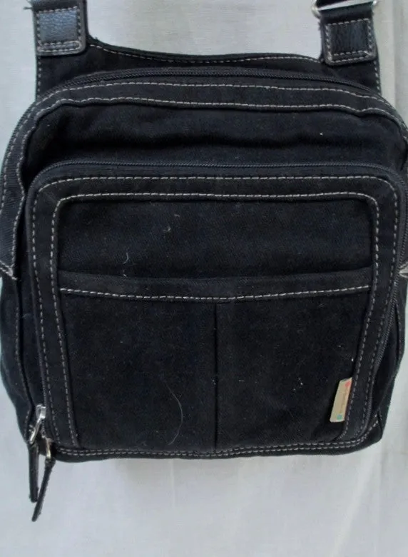 FOSSIL messenger satchel shoulder flap cross body travel wallet BLACK M