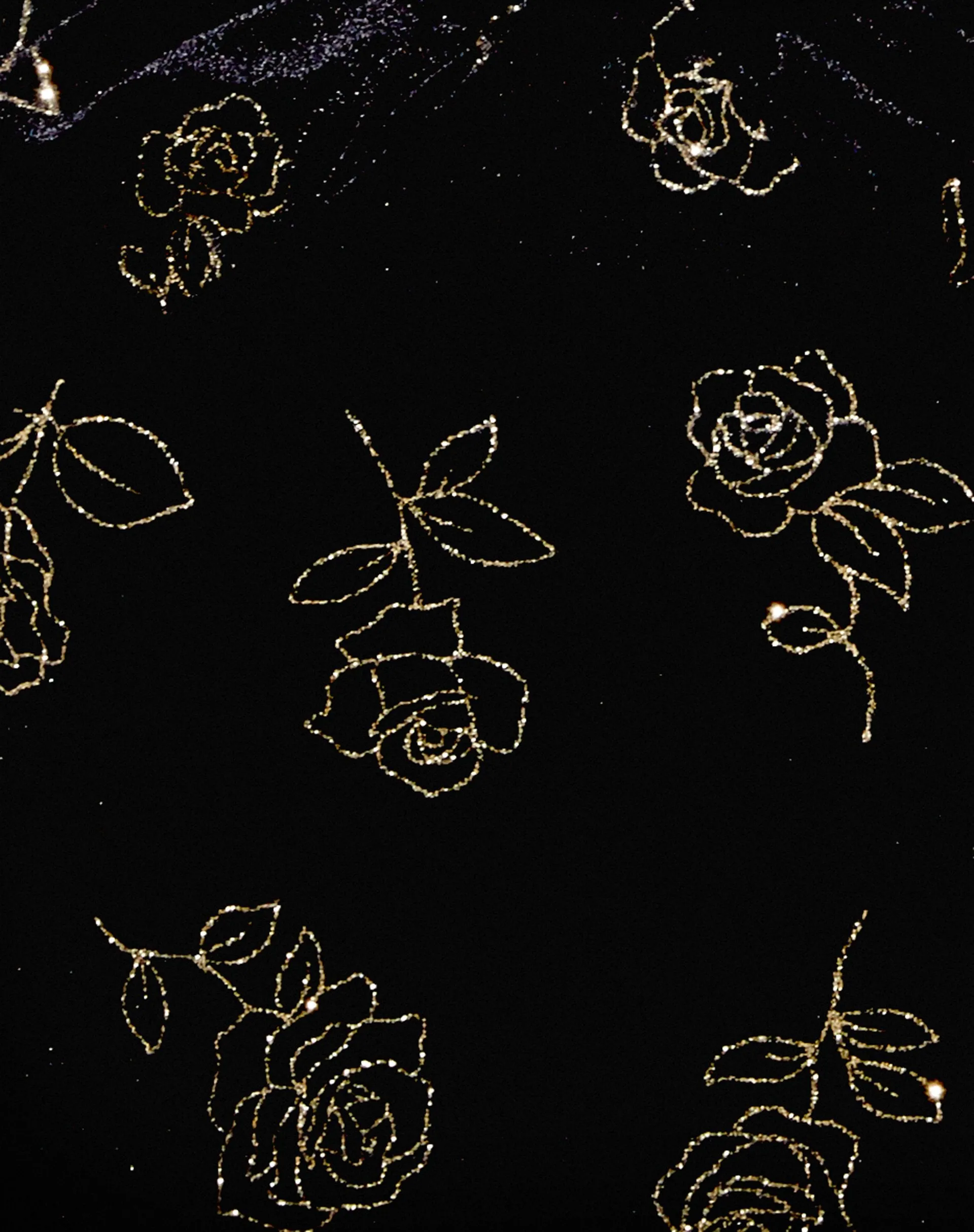 Glasty Crop Top in Black and Gold Rose Stamp