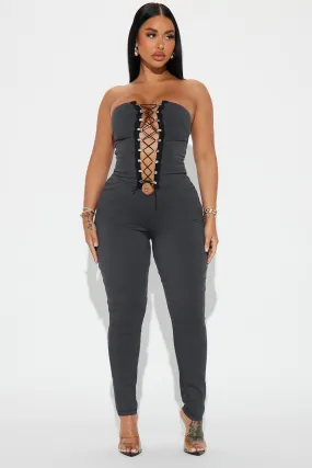 Heartbreaker For Life Jumpsuit - Charcoal