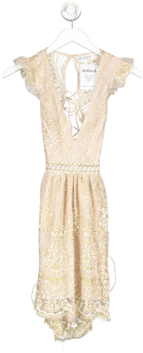 hello molly Gold And Pink Flower Mini Dress UK 6