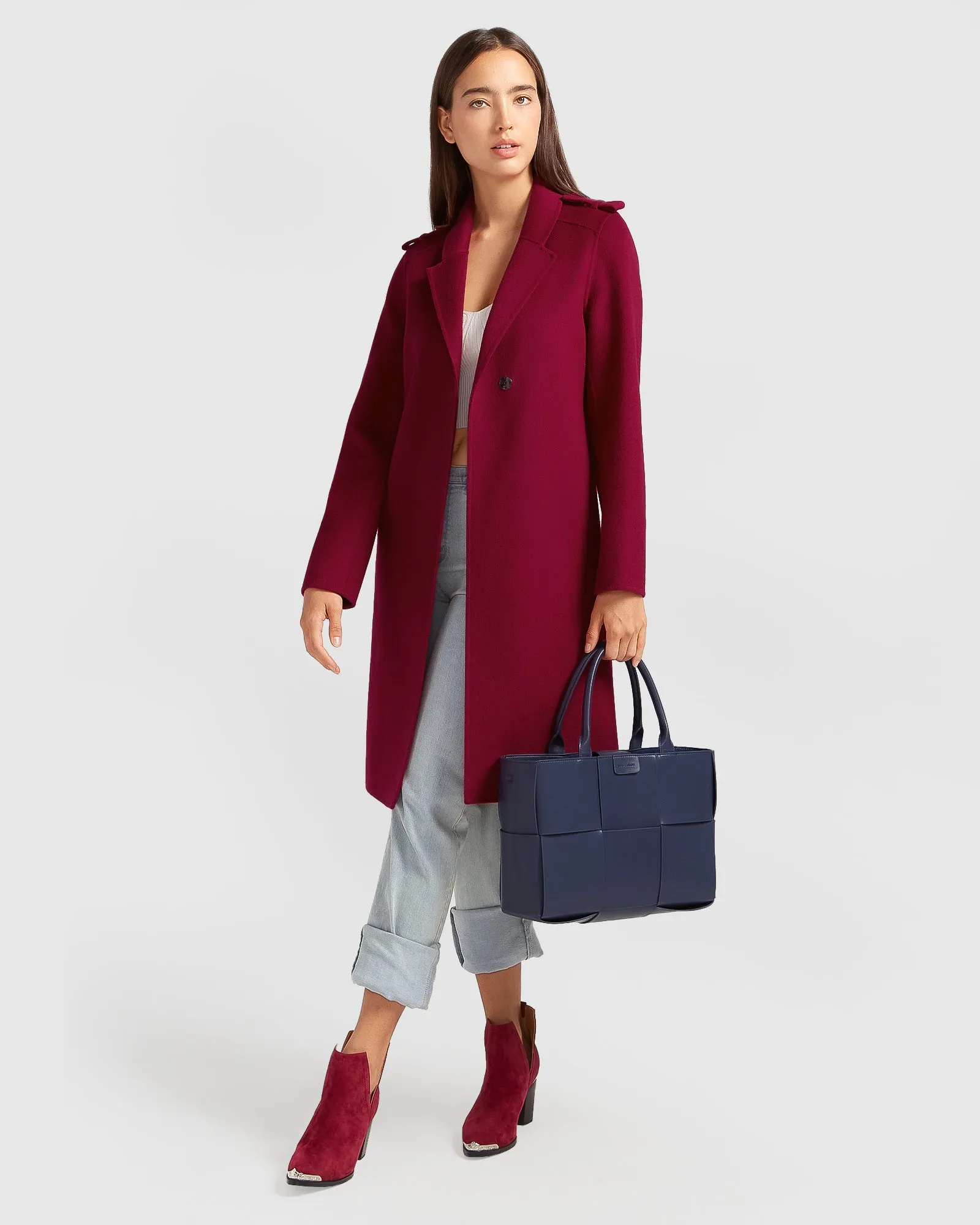 Jealousy Belted Wool Blend Coat - Magenta