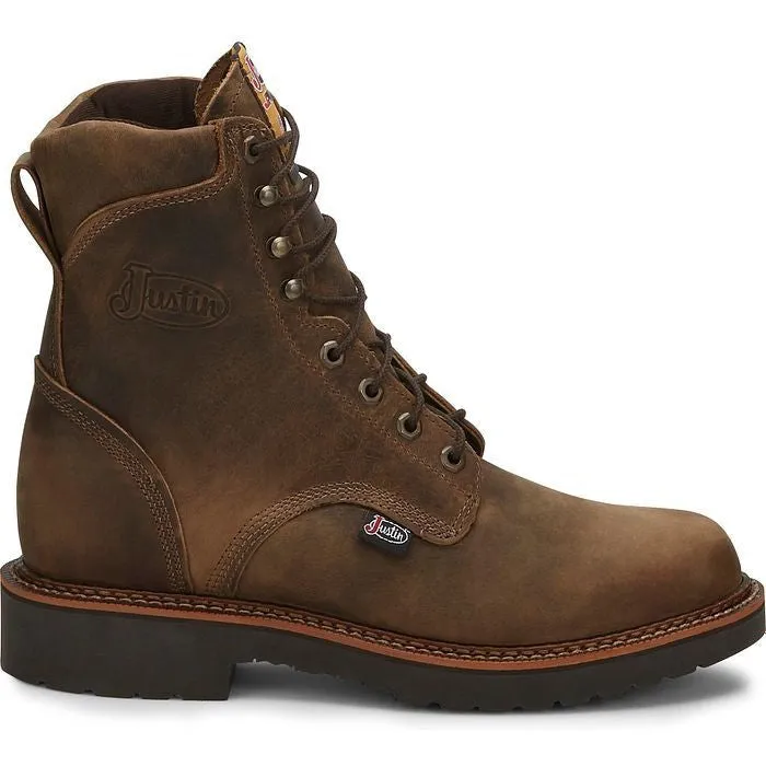 Justin Men's Blueprint 8 Lace Up USA Western Work Boot -Tan- 440