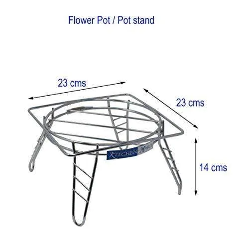 Kitchen Mart Stainless Steel Flower Pot Stand / Plant Pot Stand, Diameter: 23cms