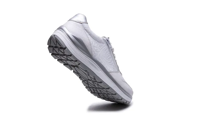 Ladies G-Comfort Lace Shoes Silver/White  R5581WF