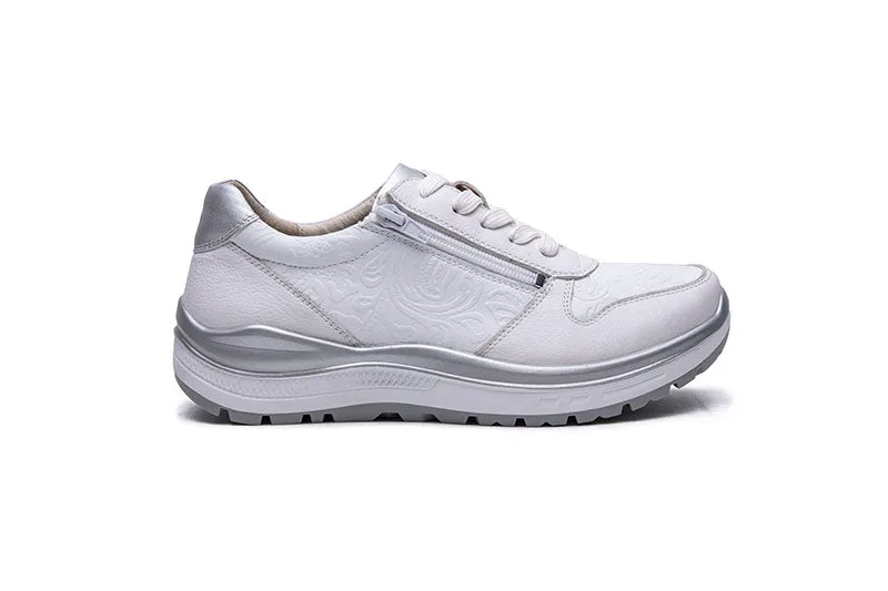 Ladies G-Comfort Lace Shoes Silver/White  R5581WF