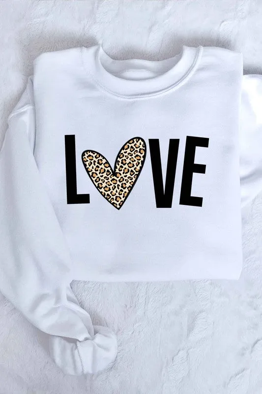 LEOPARD LOVE VALENTINE GRAPHIC SWEATSHIRT