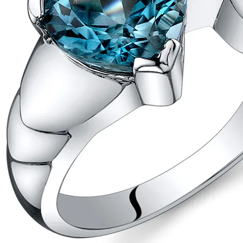 London Blue Topaz Heart Shape Sterling Silver Ring Size 5