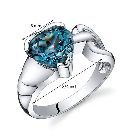 London Blue Topaz Heart Shape Sterling Silver Ring Size 5