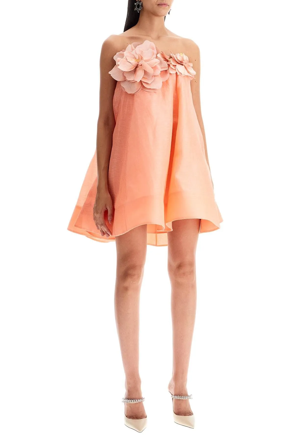 Mini Organza Dress With Petal