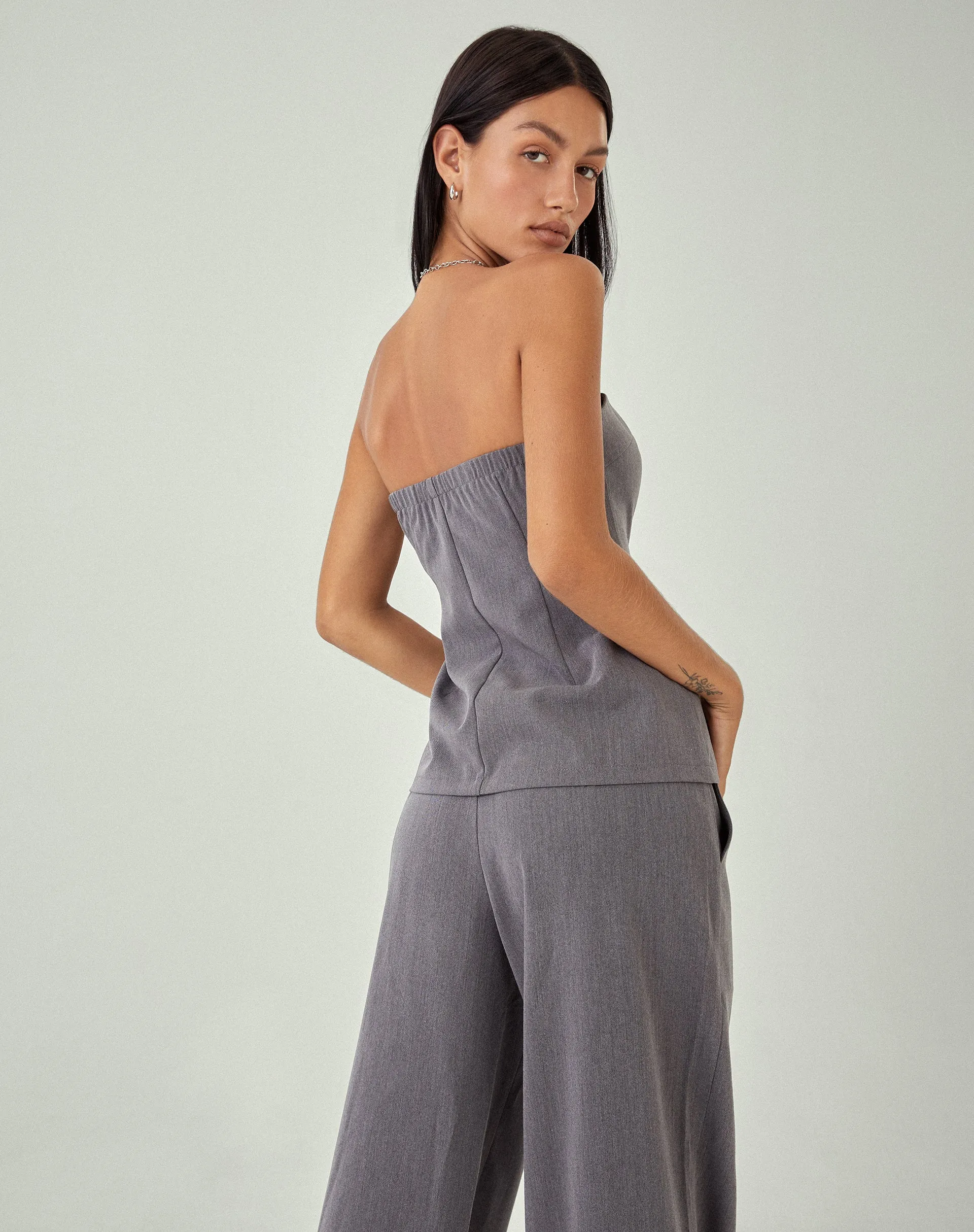 MOTEL X JACQUIE Lavan Corset Top in Charcoal