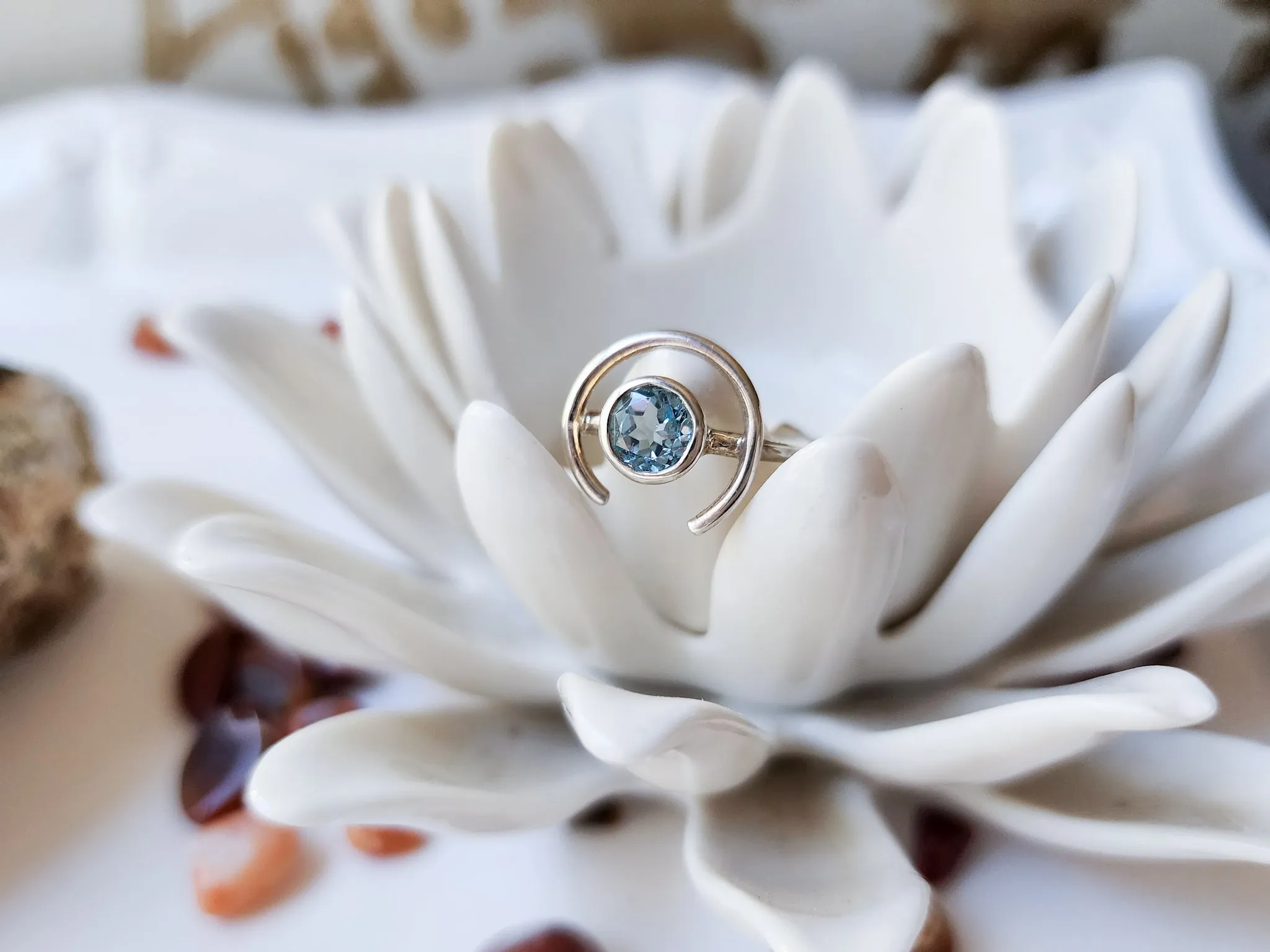 New Moon Ring || Blue Topaz