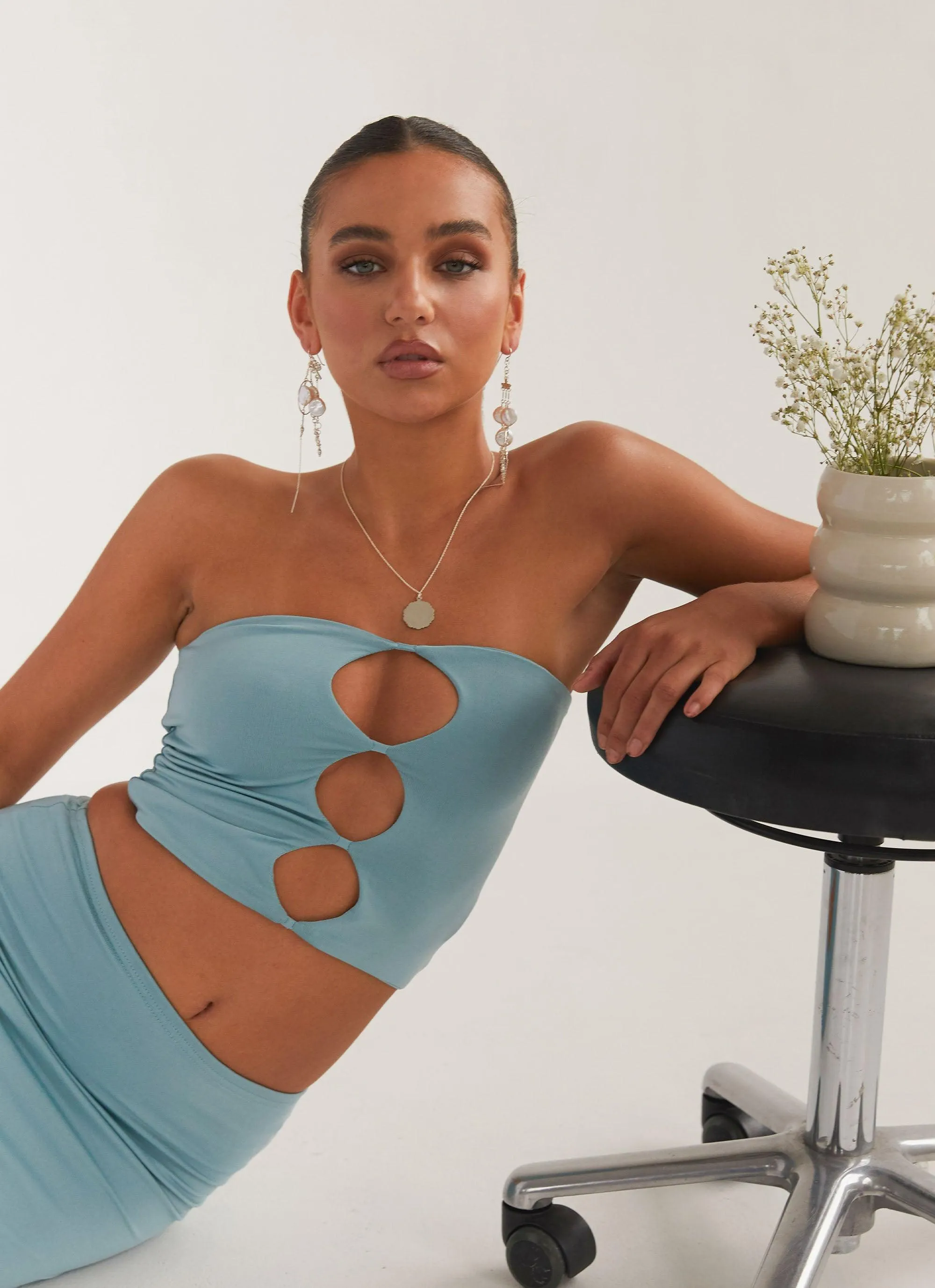 Organic Forms Tube Top - Antiqued Aqua