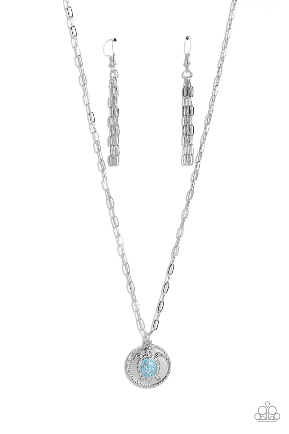 Paparazzi Sea Turtle Shimmer Blue Necklace & Earring Set