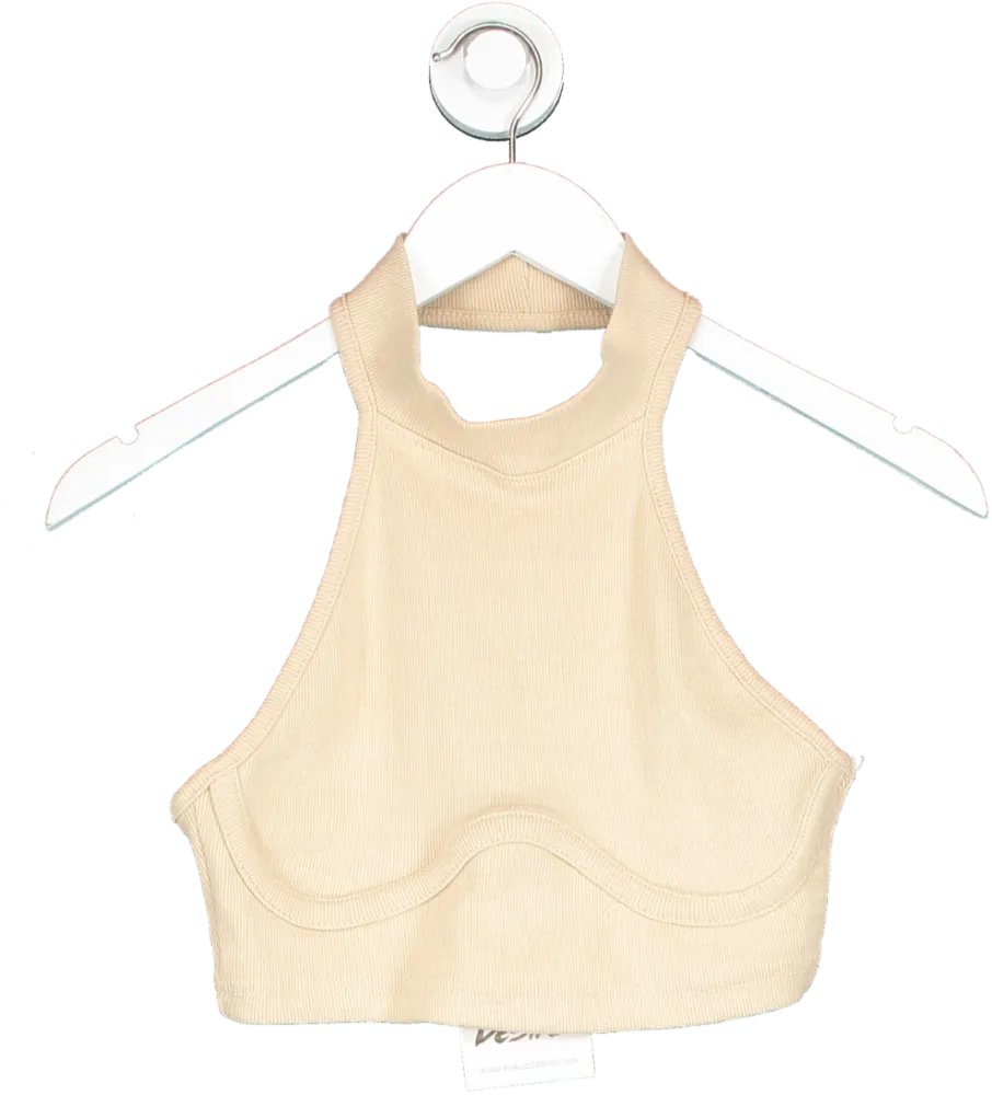 Public Desire Beige Halter Neck Crop Top UK 10