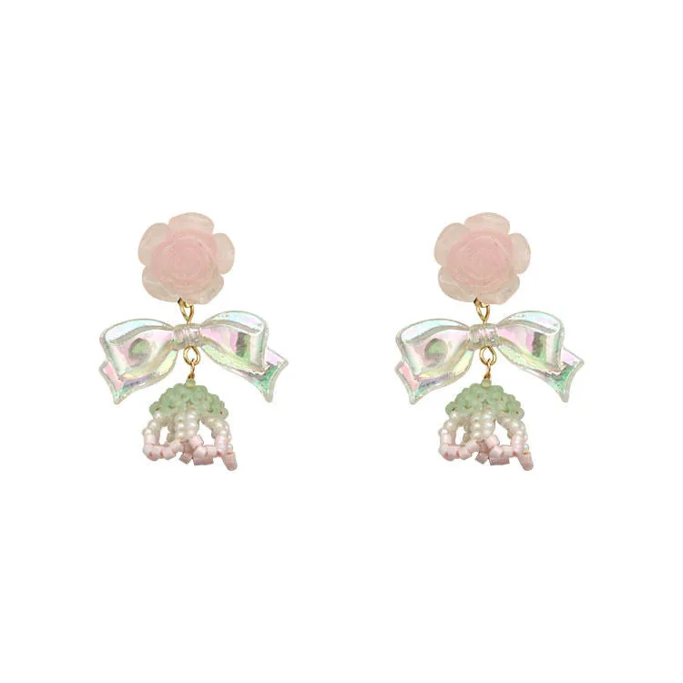 Rose Flower Bow Earrings - Kimi