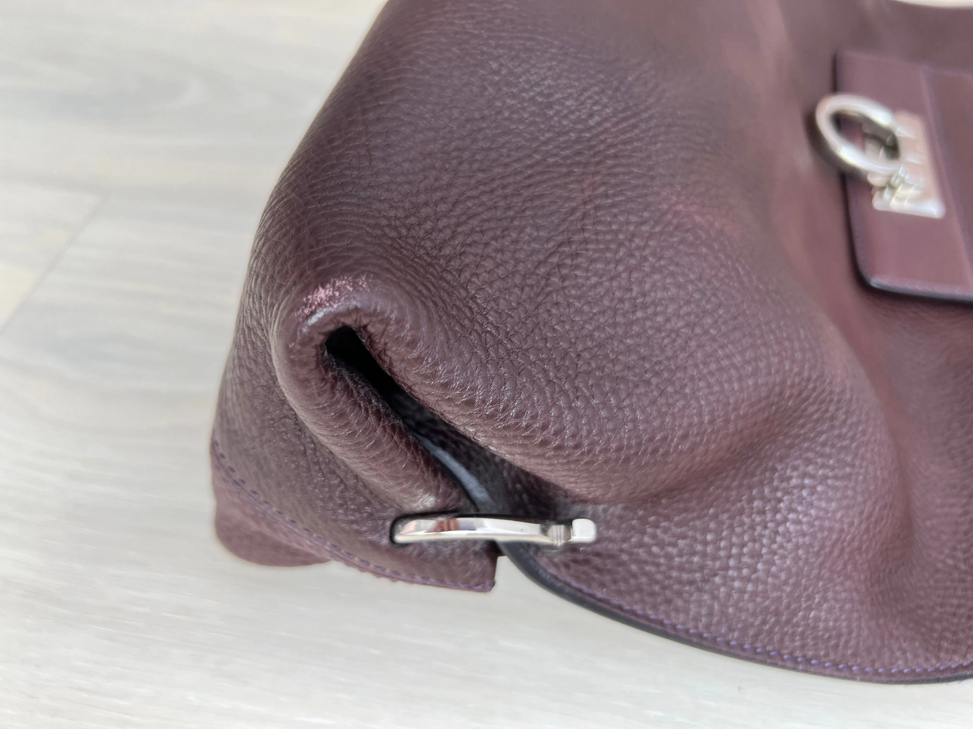 Salvatore Ferragamo Pebbled  Leather Flap Hobo Bag