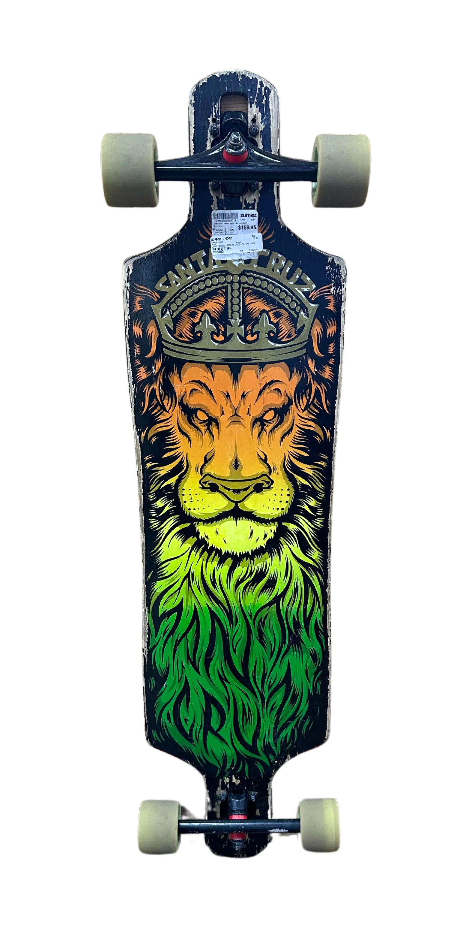 Santa Cruz Lion God Rasta Drop Thru Cruzer Freeride Longboard Skateboard