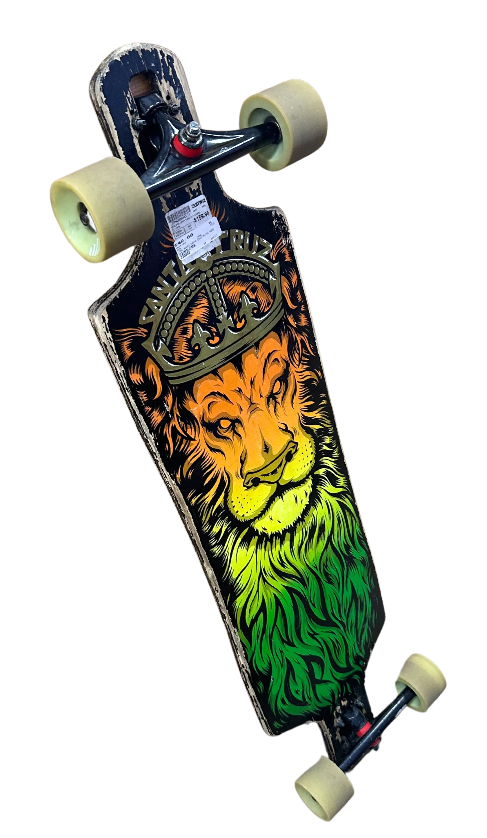 Santa Cruz Lion God Rasta Drop Thru Cruzer Freeride Longboard Skateboard