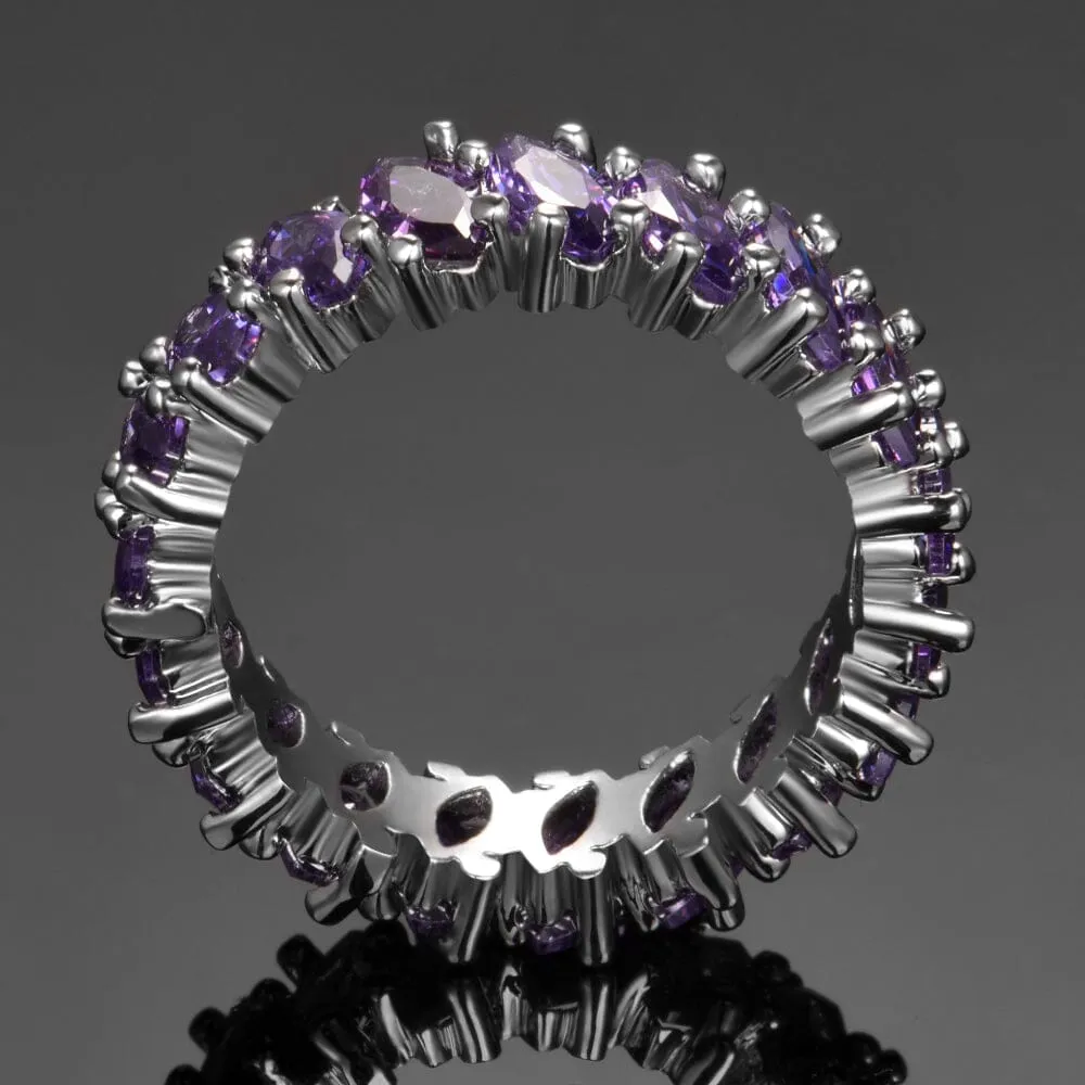 Sensational Multiple Amethyst Ring - 925 Sterling Silver