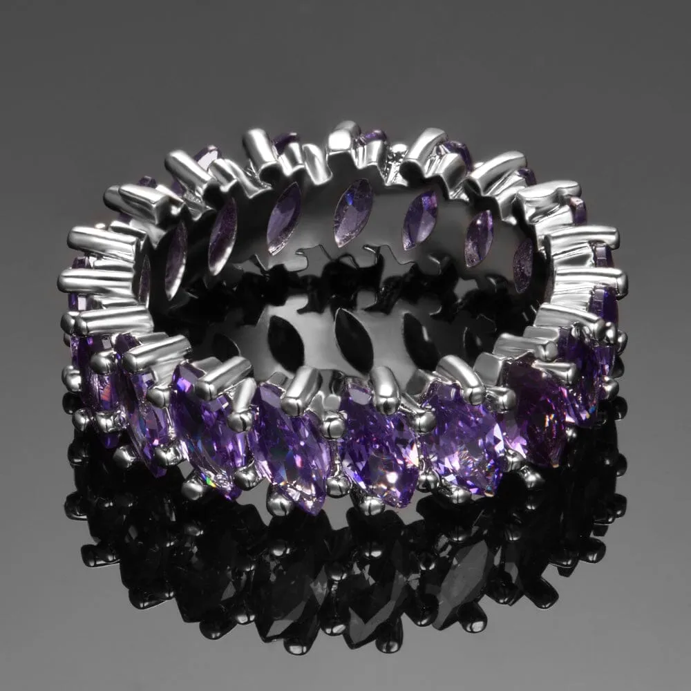 Sensational Multiple Amethyst Ring - 925 Sterling Silver