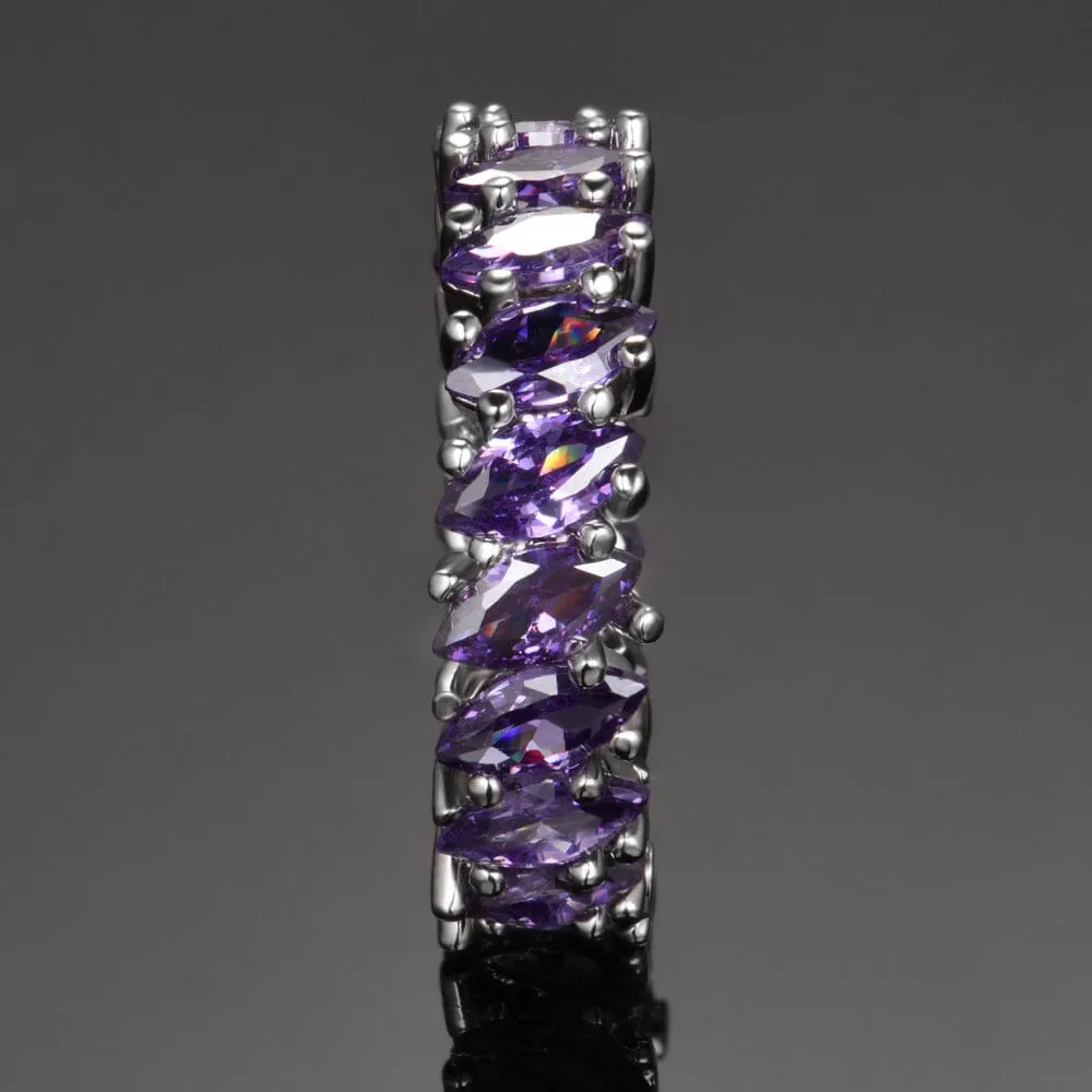 Sensational Multiple Amethyst Ring - 925 Sterling Silver