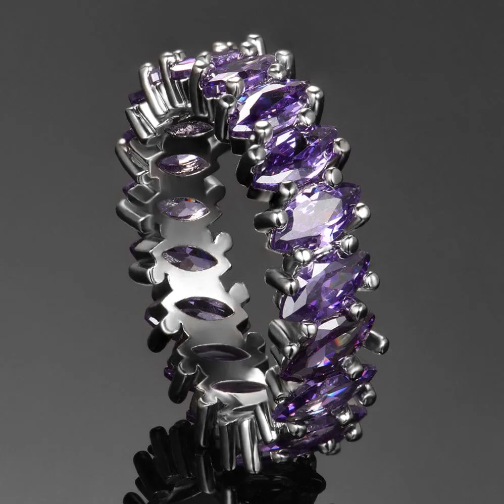 Sensational Multiple Amethyst Ring - 925 Sterling Silver