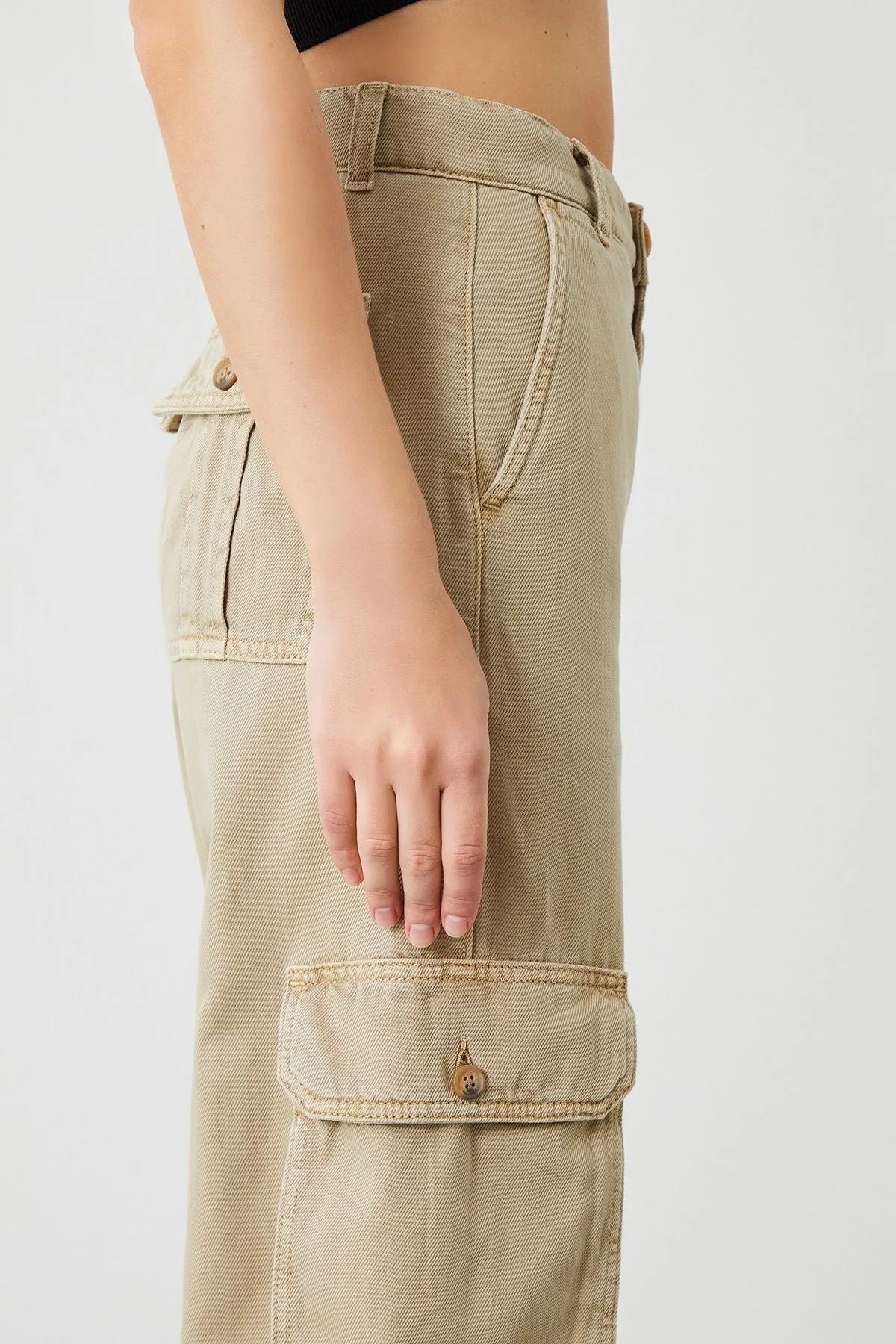 Sierra Wide Leg Fit Beige Women's Cargo Pants