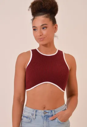 Sorbet Crop Top-Crimson/White