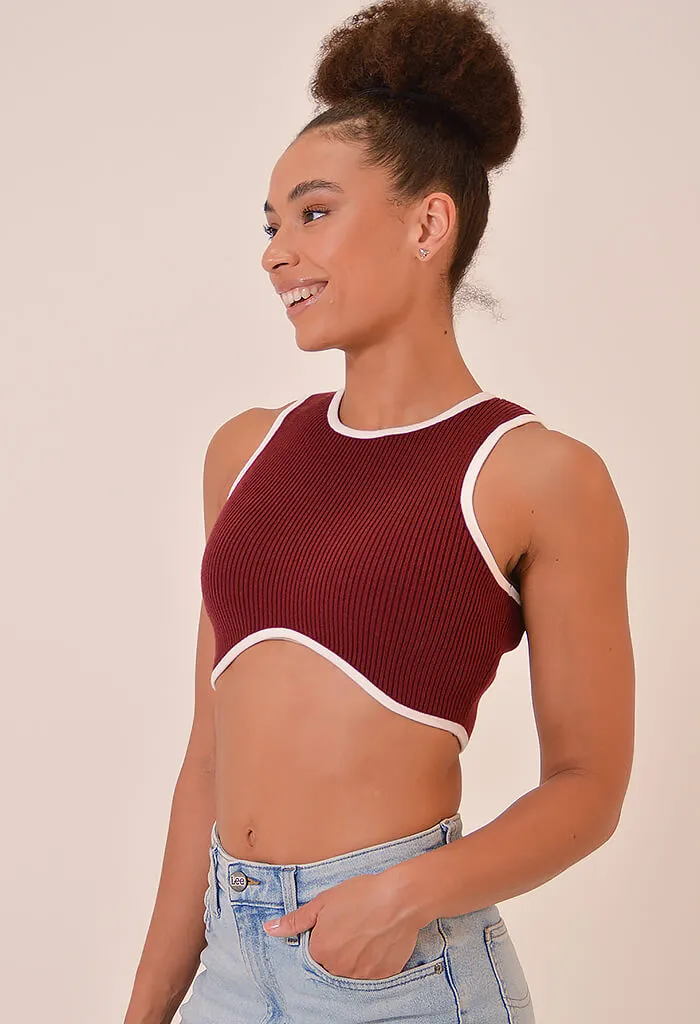 Sorbet Crop Top-Crimson/White