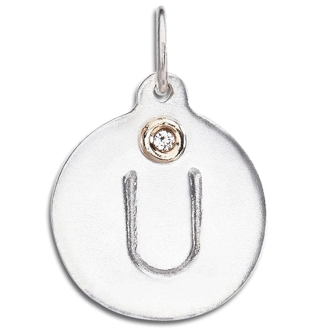 U Alphabet Charm With Diamond