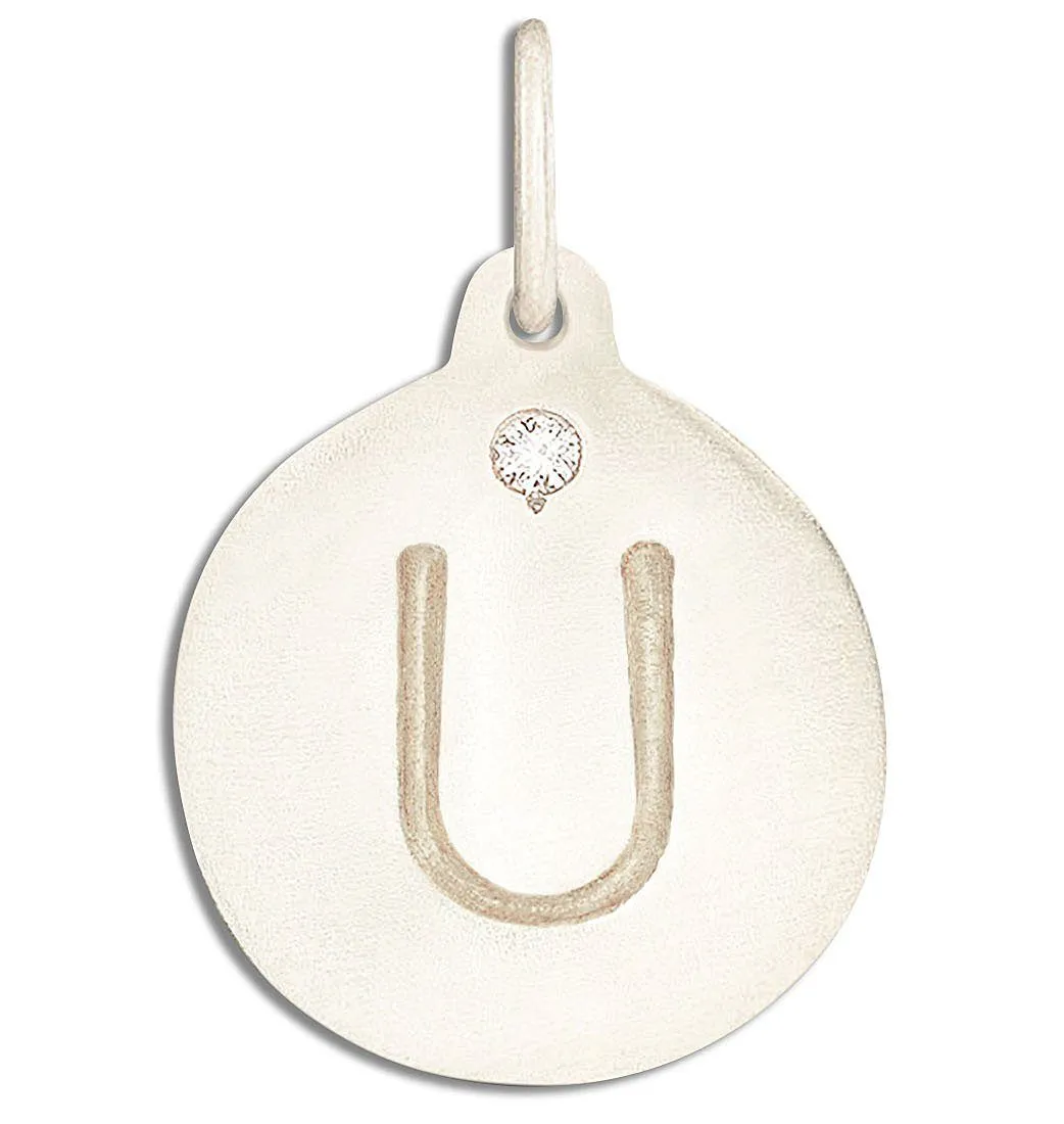 U Alphabet Charm With Diamond