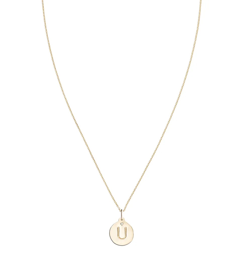 U Alphabet Charm With Diamond